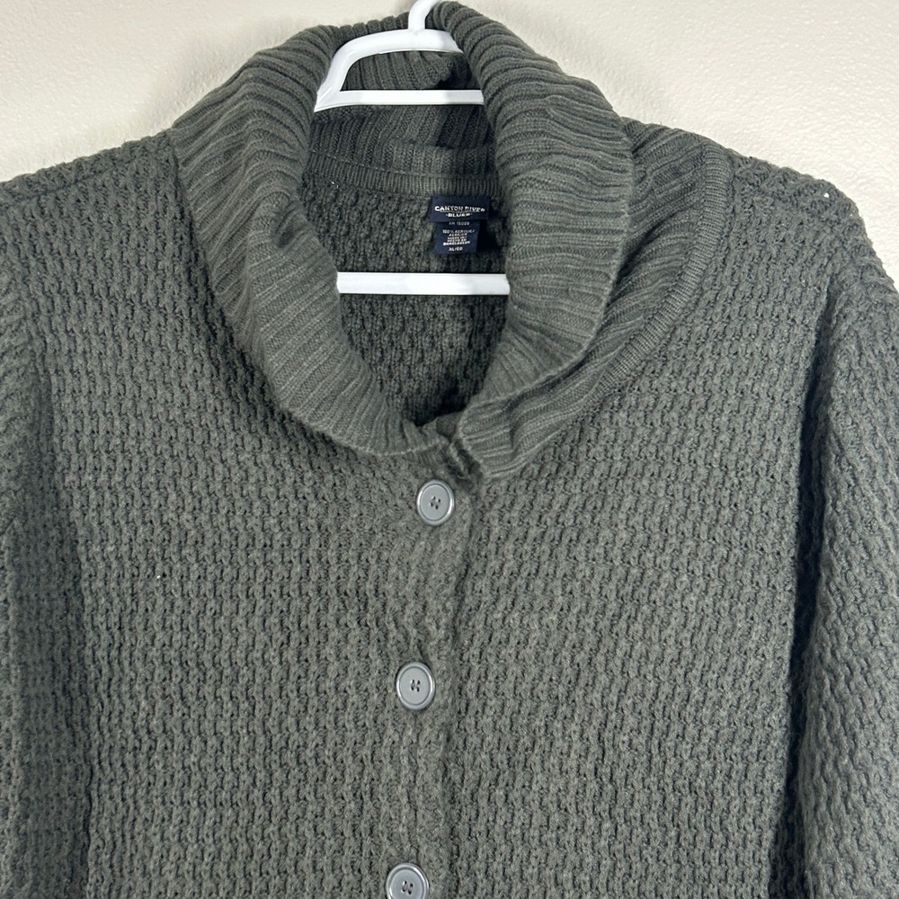 Canyon River Blues Womens XL Gray Waffle Knit Shawl Collar Longline Cardigan